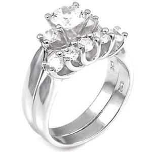 Fashion Love Silver 925 Engagement Wedding Ring Set