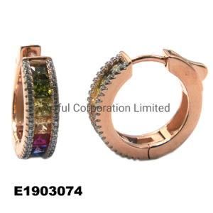 Fashion 925 Silver Jewelry Hoop Earrings with Rainbow Color