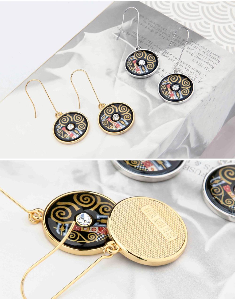 Hot Sale Alloy and Plastic Jewelry Colorful Totem Enamel Earrings