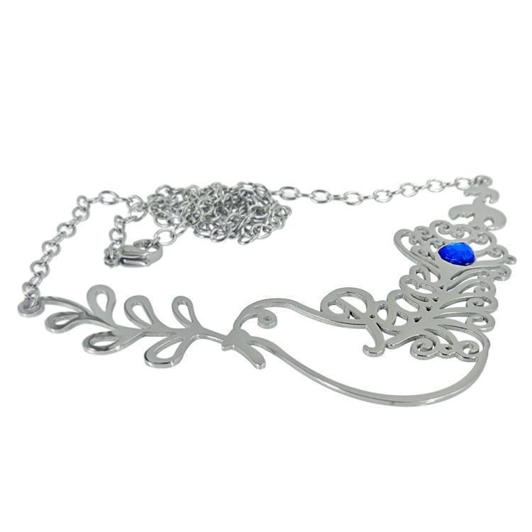 Elegant Peace Dove Neckchain with Small Heart Sapphire