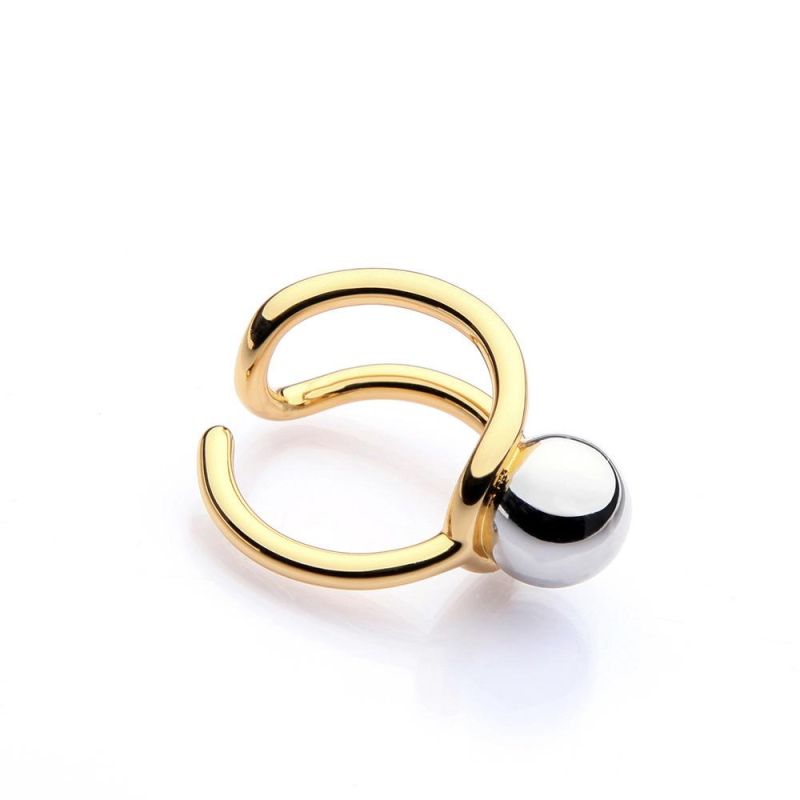 Double Color 18K Gold Plated Copper Round Ring