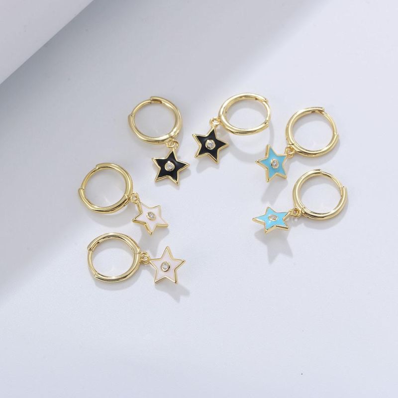 Wholesale Simple Fashion Enamel Beautiful Charm Stars Earrings
