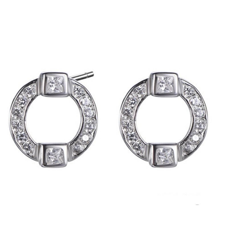 925 Silver or Brass CZ Simple Round Wedding Earring for Ladies