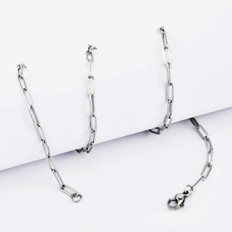 Wholesales 18K Gold Plated Stainless Steel Long Flat Cable Chains Jewellery Accessories Fashion Jewelry Anklet Bracelet Necklace