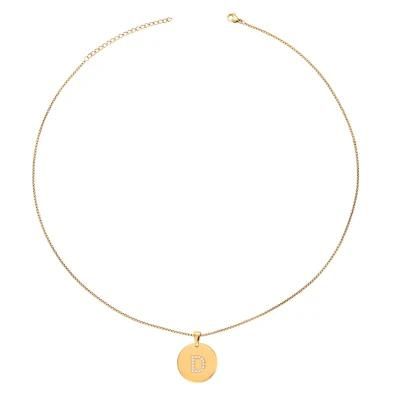 316L Surgical Stainless Steel Not Tarnish Not Harm Necklace with Zircon Stone Alphabet Letter Gold Plated Pendant in Stock for Women Children