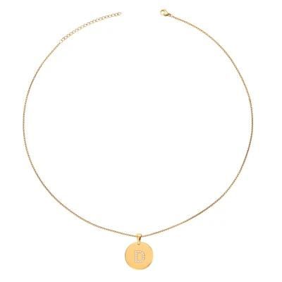316L Surgical Stainless Steel Not Tarnish Not Harm Necklace with Zircon Stone Alphabet Letter Gold Plated Pendant in Stock for Women Children