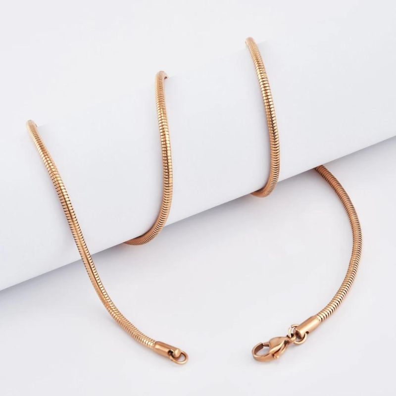 24" 61cm Gold Plated Stainless Steel Fashion Jewelry Soft Snake Chain Necklace Jewellery Factory Wholesale Price