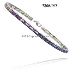 Fashion Jewelry/Rainbow Bracelet/Silver Bracelet/Multi Color Bracelet