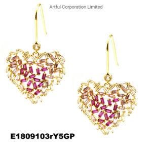 New Design Heart-Shaped Gold Plating Silver Earring Fashion Earring Fashion Jewelry