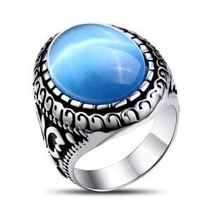 Jewelry Steel Ring with Big Turquoise Stone