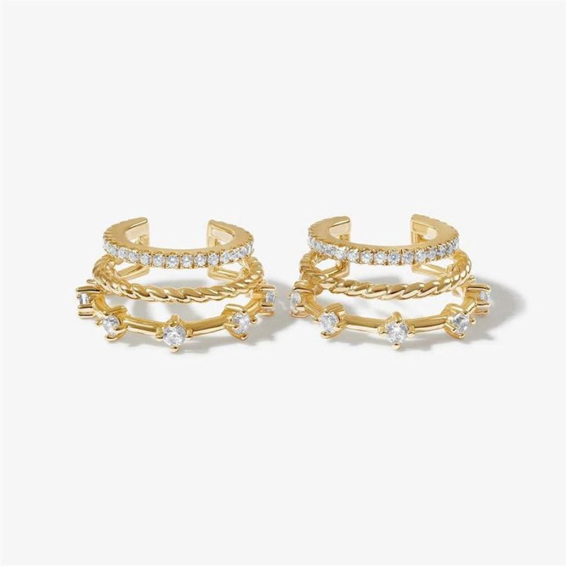 High Quality Brass with Crystal Cubic Statment Ear Cuff for Women Girls and Lady Bijoux