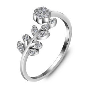 New Korean Style Cute Flower and Leaf Ring in Sterling Silver