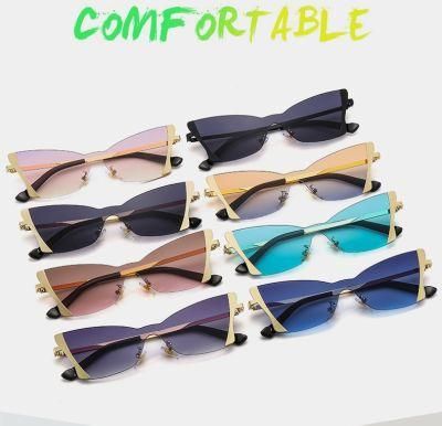 Vintage Fashion Sunglasses for Women Rimless Frameless Rectangle Shades Gradient UV400 Sun Glasses 2022