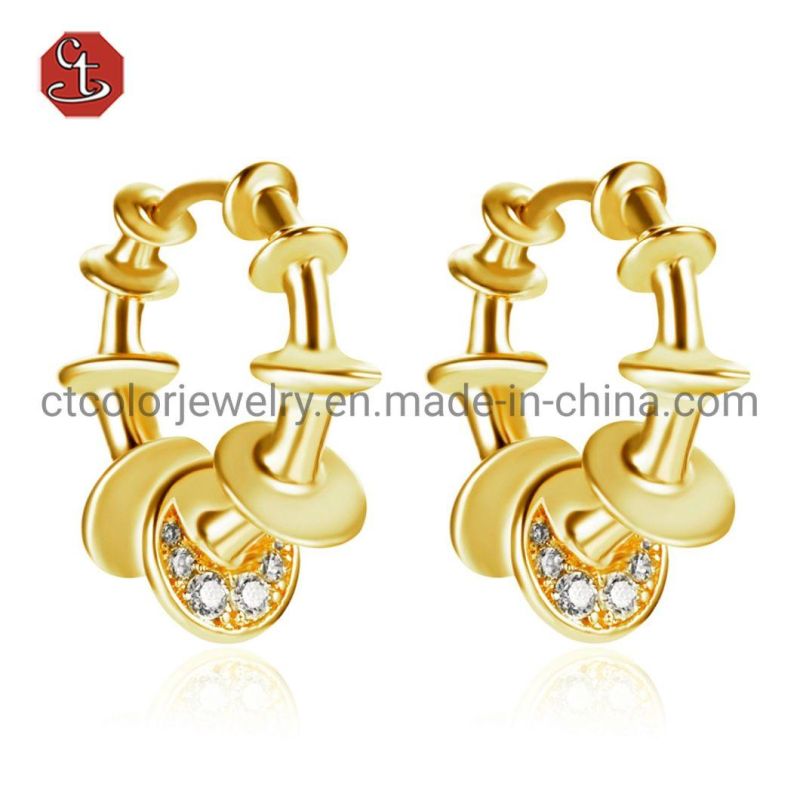 Wholesale fashion jewelry 18k hoop earrings high quality gold plated earrings