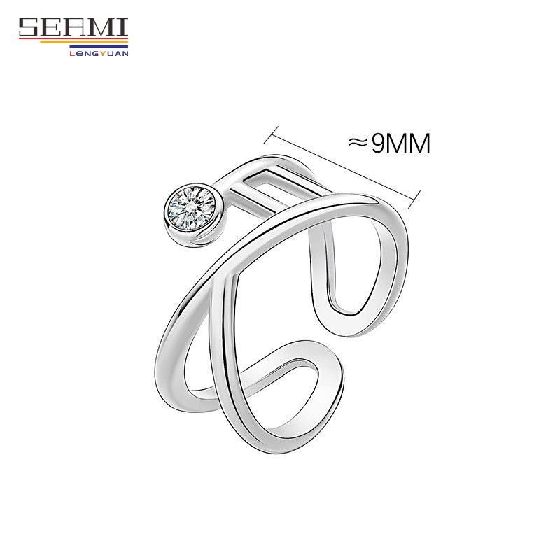 S925 Silver Ring Female Ins Design Texture Geometric Opening Ring
