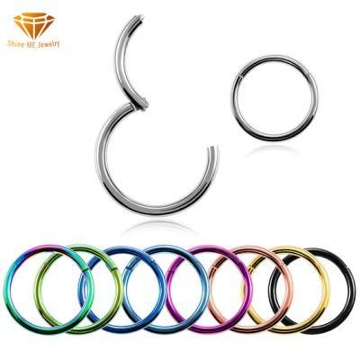 Fashion Jewelry 316L Stainless Steel Piercing Jewelry Hinged Segment Ring Closed Loop Nose Ring Hinged Rings Sspb07