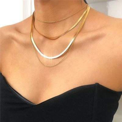 4 Rows Chic Snake Chain Stainless Steel Necklace for Women Fashion Jewelry