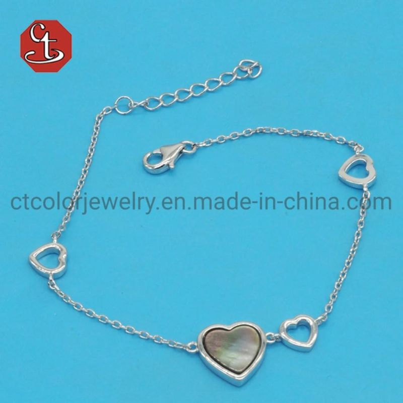 Exquisite Heart Shape Silver Necklace with Mother of Pearl Fashion Necklaces