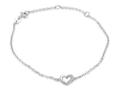 925 Sterling Silver Love Hearts Pave Cubic Zirconia Bracelet Fashion Jewelry Wholesale