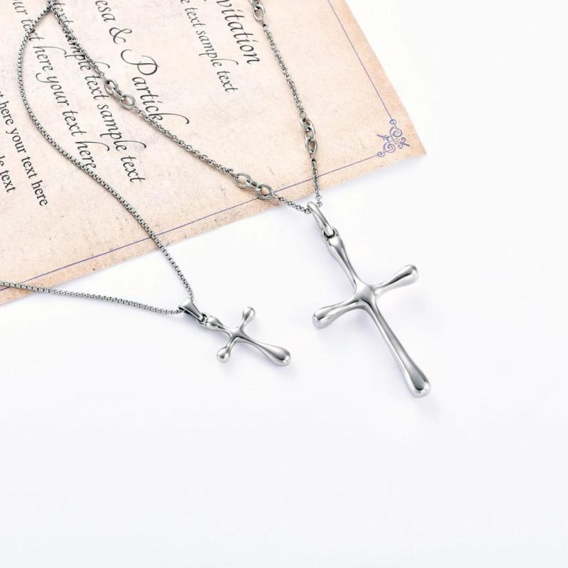 Dainty Christian Necklace Delicate Cross Necklace Silver Color Chain Necklace for Gift