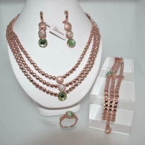 3 in 1 Rose Golden Jewelry Set Within Necklace Bracelet Earring Ring (M1A06103B7W)