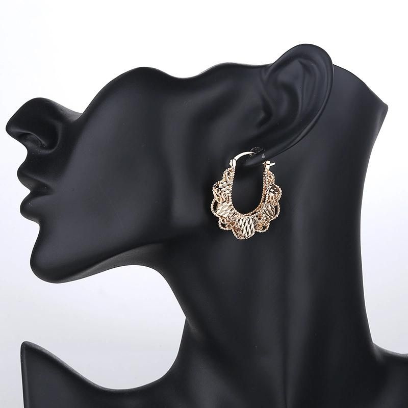 Wholesale Copper Jewelry Diamond Oro Laminado Women Fashion Hoop Earring