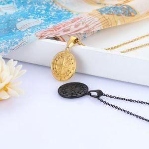 Gold-Plated Stainless Steel North Star Medallion Pendant Necklace