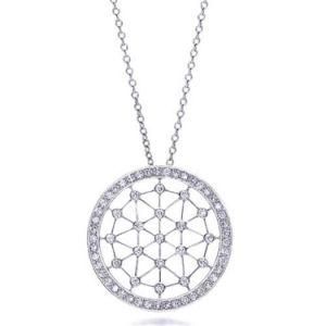 Sterling Silver 925 Snowflake Circle Pendant Necklace