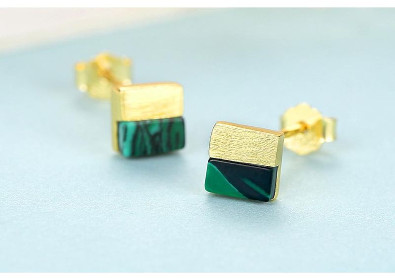 Fashion Jewelry Round Pearl Stud Double Colors Square Earrings
