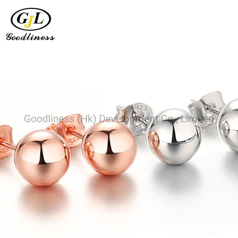 Fashion Bead Ball Shape Silver Earring Stud Jewelry