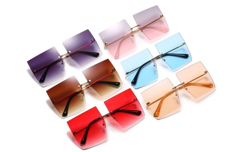 2020 No MOQ Square Metal Big Lens Fashion Sunglasses