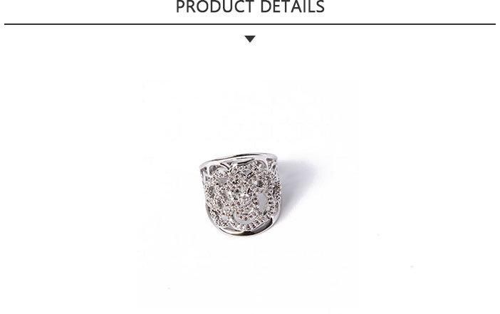 Large Diameter Fashion Jewelry Silver Ring with Rhinestone