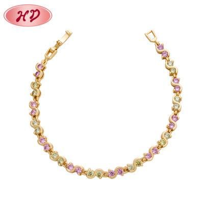 Fashion Jewelry Crystal Copper Ladies Gold Bracelets for Wedding Wear