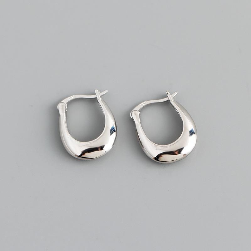 Western Jewelry Fashion S925 Silver Plain Gold U Shape Hoop Earrings