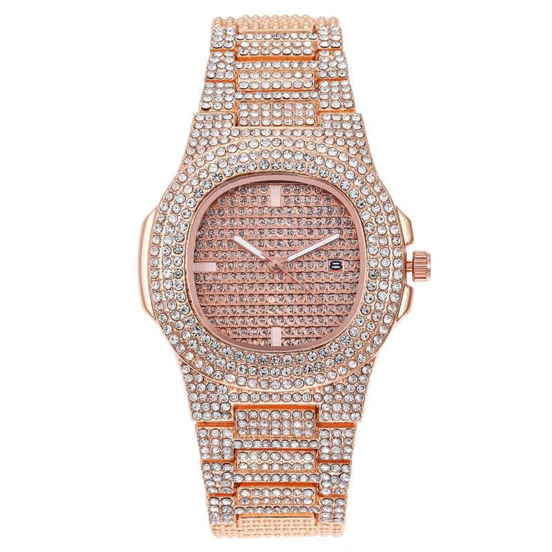 Fashion Star Full Diamonds Calendar Men Women Quartz Hip Hop Iced out Jewelry Ring Jewellery Watch