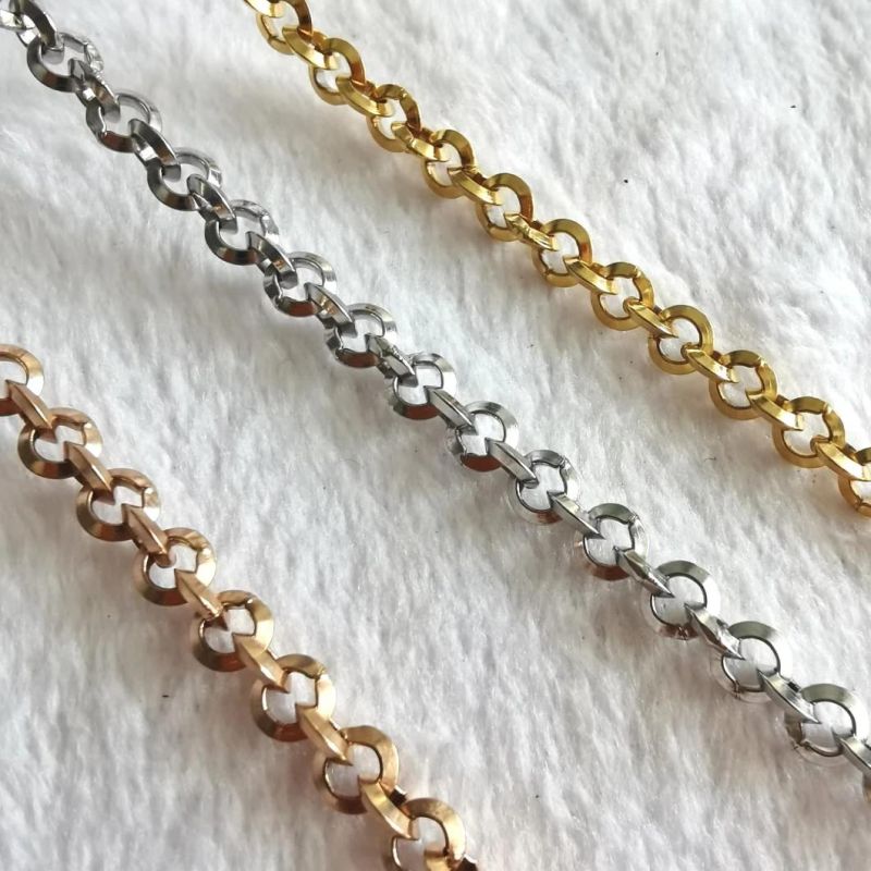 Sparkle Rectangle Rolo Stainless Steel Jewelry for Necklace Bracelet Anklet Bag Accessories