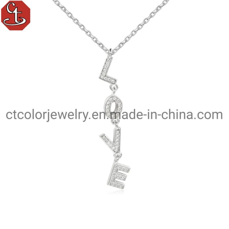 Custom Fashion Fine Jewellery 925 Silver Cubic Zirconia Fashion Accessories Jewelry Flower Pendant Necklace