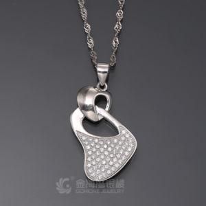 Double Heart Link Design 925 Sterling Silver Pendant