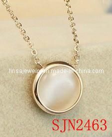 Fashion Opal Rose Gold Stainless Steel Necklace Jewelry (SJN2463)