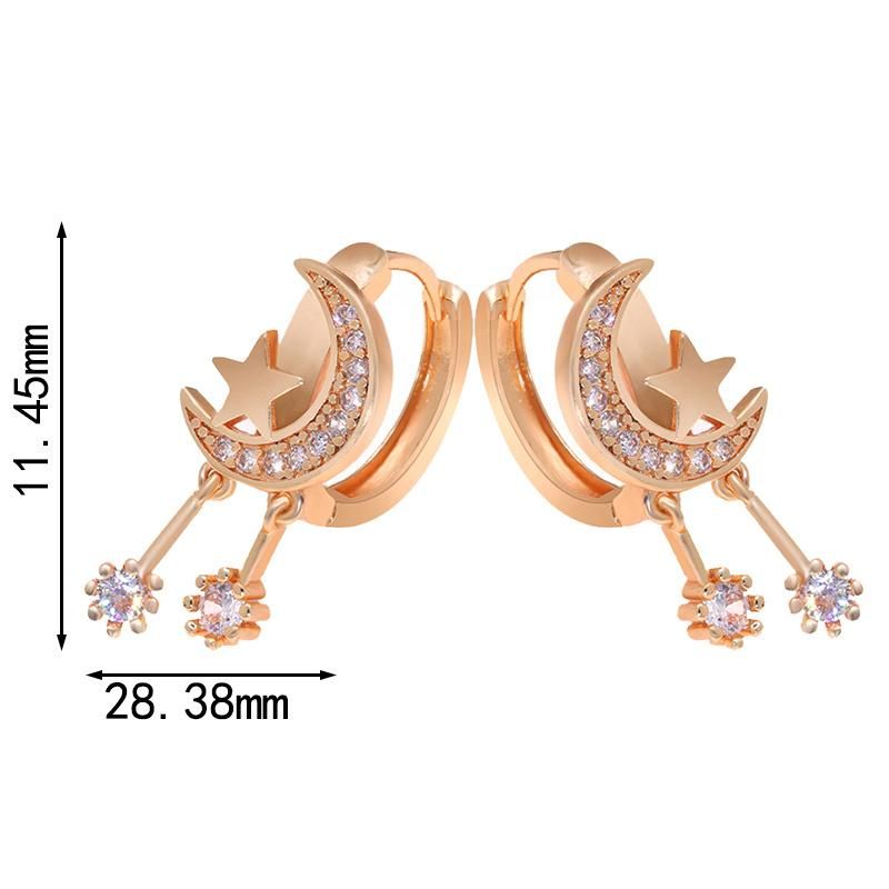 Unique Moon and Star Zircon Hoop Fashion Earrings