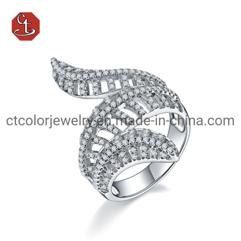 New Hiphop 925 Silver Two Tone Color Cubic Zircon Stone Ring Charm Jewelry