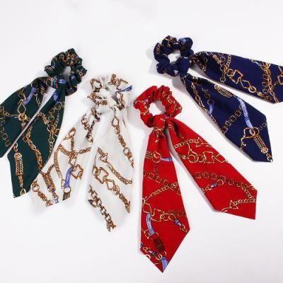 Newest Floral Printed Elastic Hair Ties Ribbon Scarf Hair Scrunchies for Women