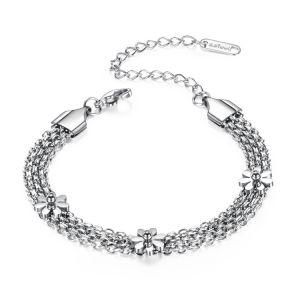 Fashion Women Multi-Layer Chain Flowers &#160; Stainless Steel Bracelet