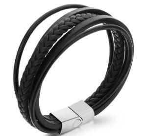 2017 New Arrival Multilayer PU Leather Bracelets for Men Punk Braided Wrist Wrap Bracelet Casual Jewelry Gift