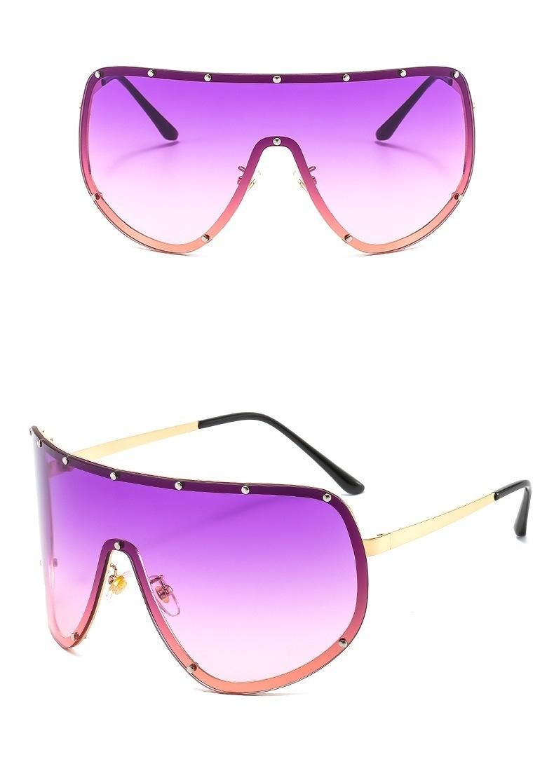 Large Frame Metal Sunglasses for Men and Women with Wind and Sand UV400 One-Piece Sunglasses