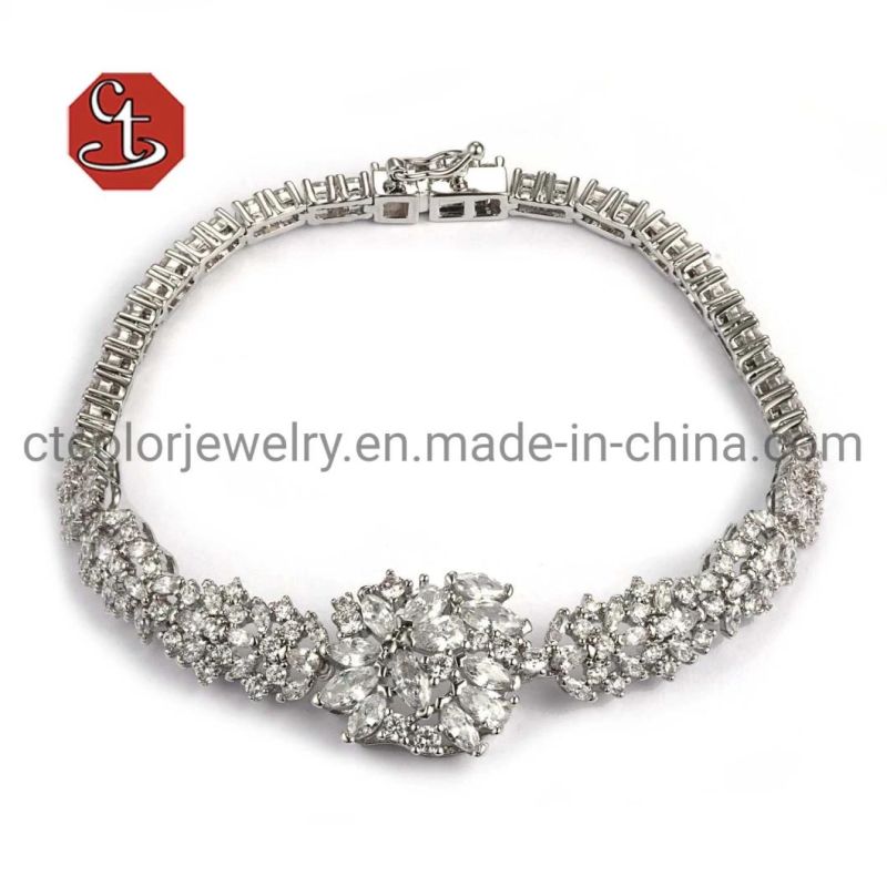 Luxury Brass Jewelry 925 Sterling Silver Earrings Cubic Zircon Jewelry Sets