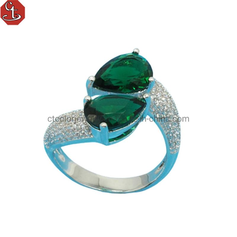 New Fashion jewelry Valentine′s Gift Blue gemstone Ring for Girls
