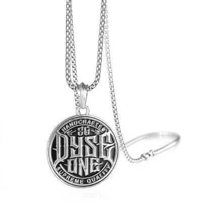 Men Hiphop Sweater Chain Round Double Sided Necklace