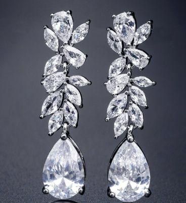 Bridal Elegant Flower CZ Earring Jewelry, Wedding Elegant CZ Earring Jewelry, Rose Gold Earring