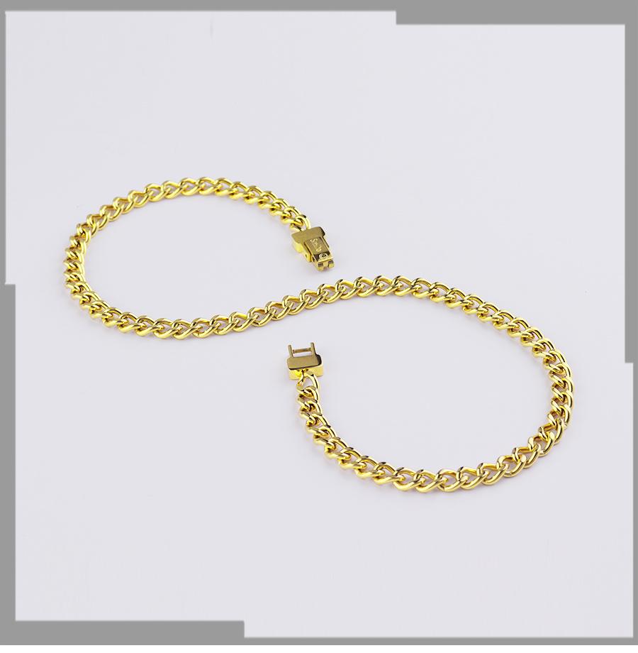 European and American Fashion Men′ S and Women′ S Cuban Chain Double-Sided Gold Necklace